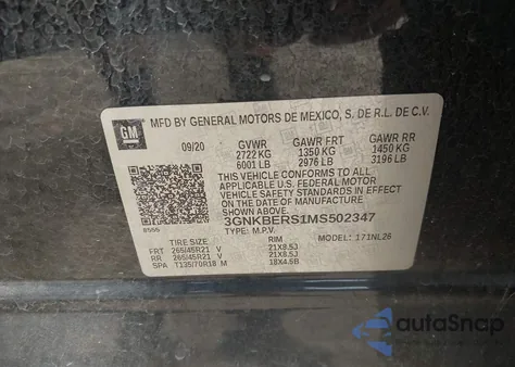 2021 Chevrolet Blazer Fwd Rs z USA, uszkodzony, nr VIN 3GNKBERS1MS502347